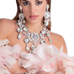 Stonefans Elegant Round Crystal Necklace Earrings Set - creativeworksandmore