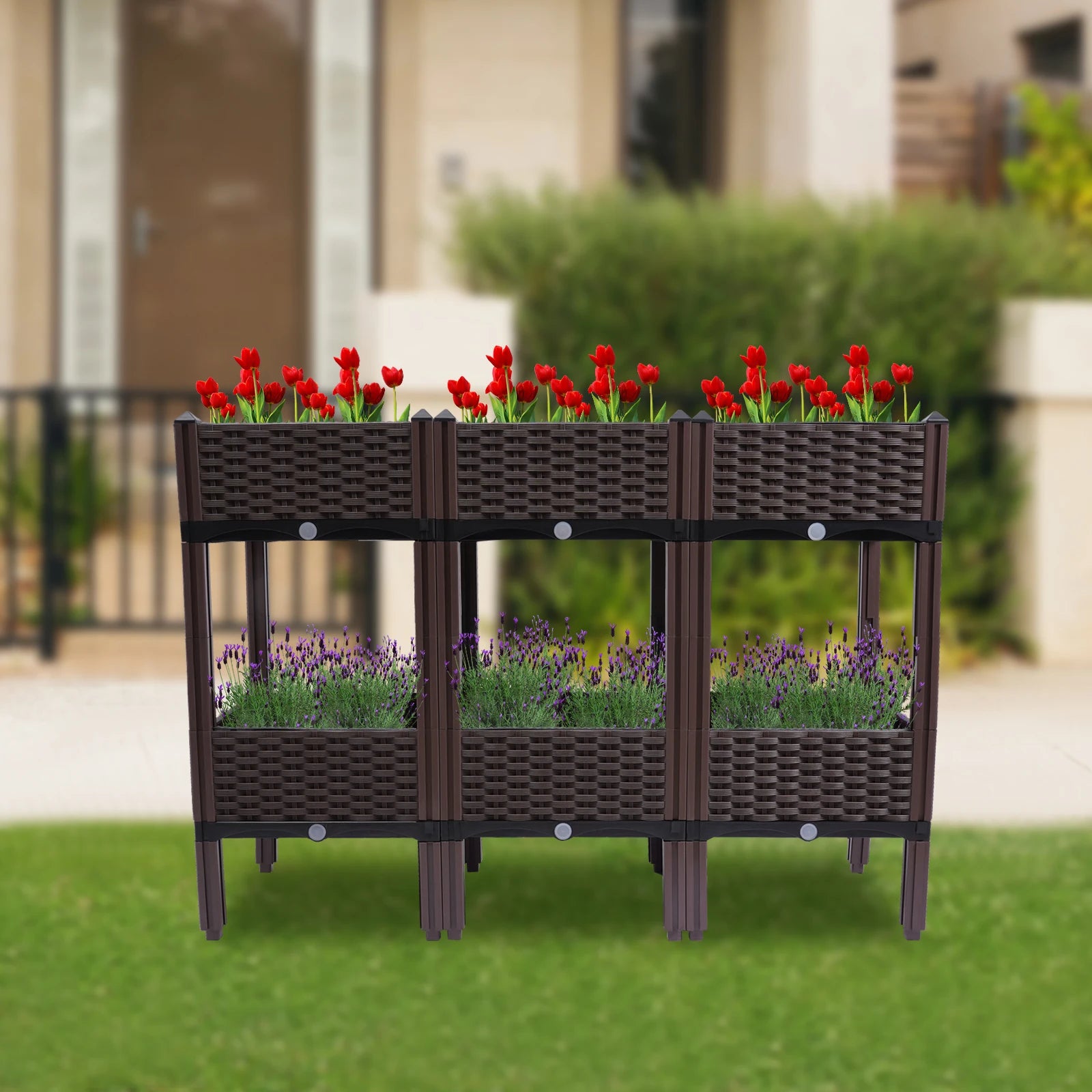 2Tier Yard Elevated Square Plastic Raised Garden Bed