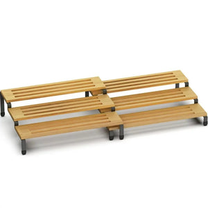 Bamboo Spice Rack Expansive 3 Tier with Railing for Kitchen - creativeworksandmore