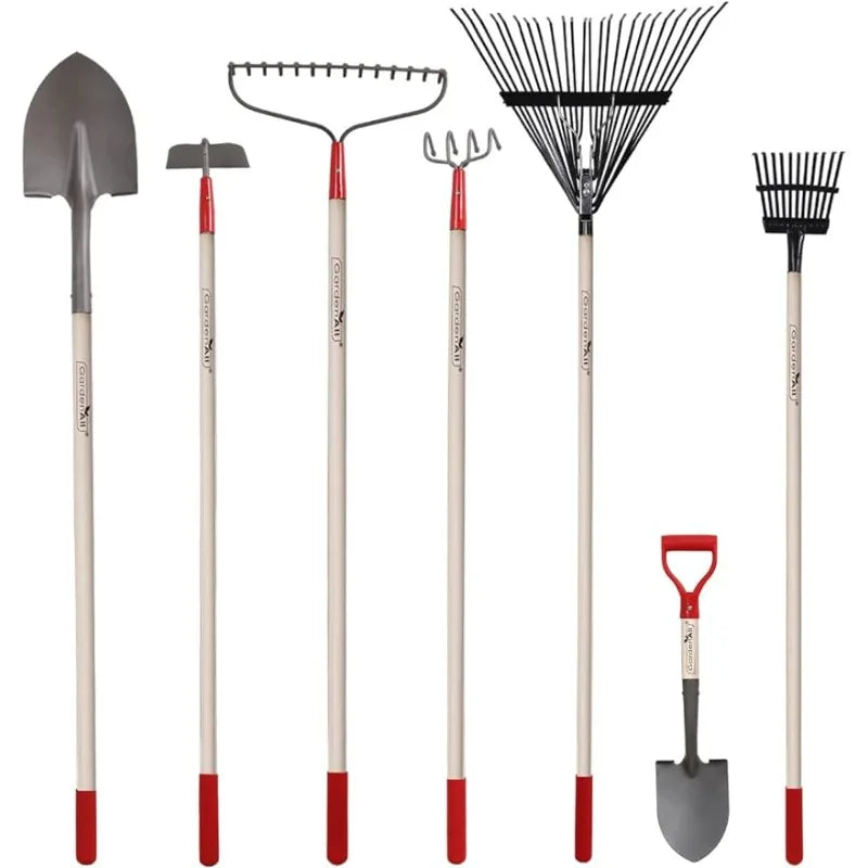 7-Piece Shovels Rakes Hoe Set
