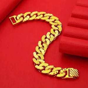 24K 9999 Real Gold Yellow Gold Men's Domineering Bracelet - Ideal for the Boss - like Man - ONALUXE