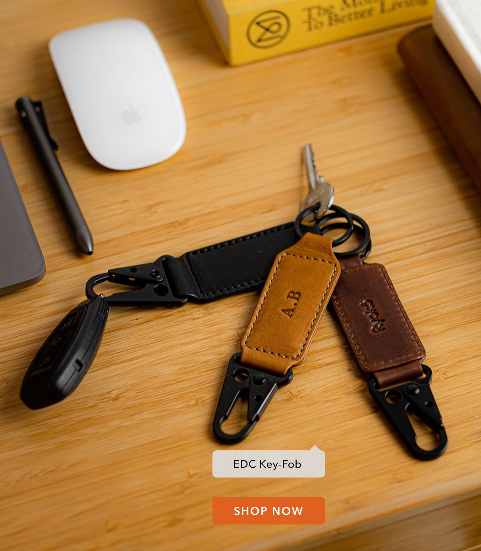 Leather EDC Key Fob For Gift