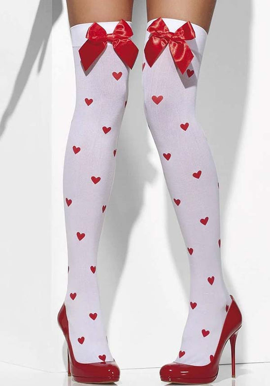 Heart Print Sheer Fishnet Tights - Red – Dolls Kill