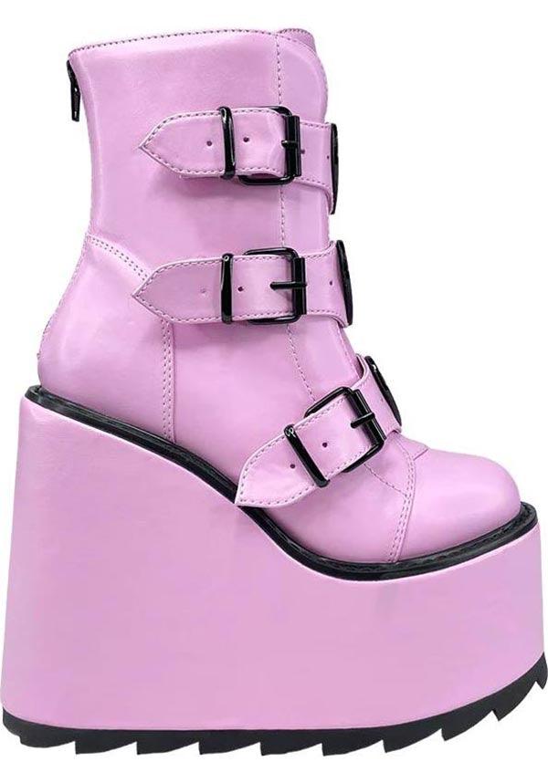 YRU - Dune Lo Hearts On Fire Pink/Black Platform Boots - Buy Online ...