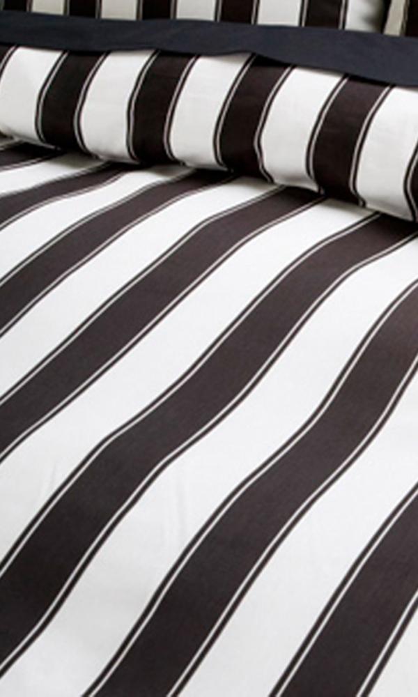 Sin In Linen Black And White Striped Queen Double Duvet Cover