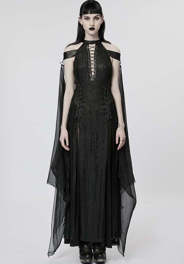 Punk Rave - Gothic Elf Halter Neck Evening Dress with Cloak - Buy ...