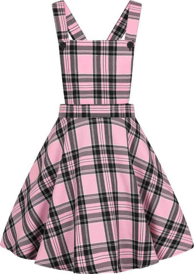 pink tartan pinafore dress