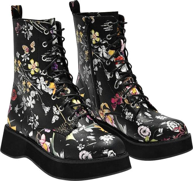 Mizu Floral Lace Up Boots 