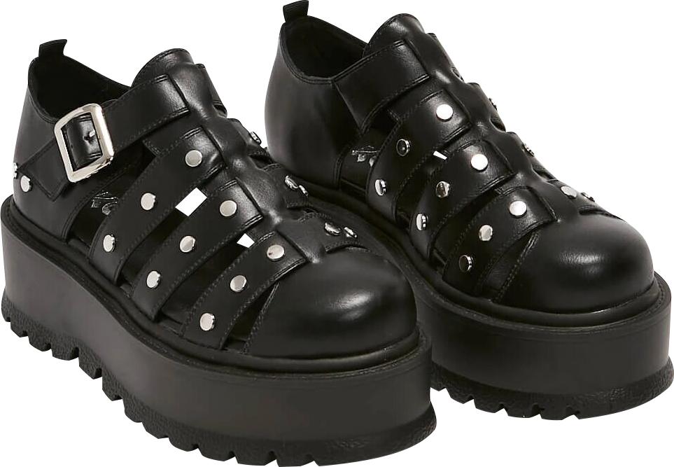 Koi Footwear - Relay Studded Black Platform Sandals - Buy Online ...