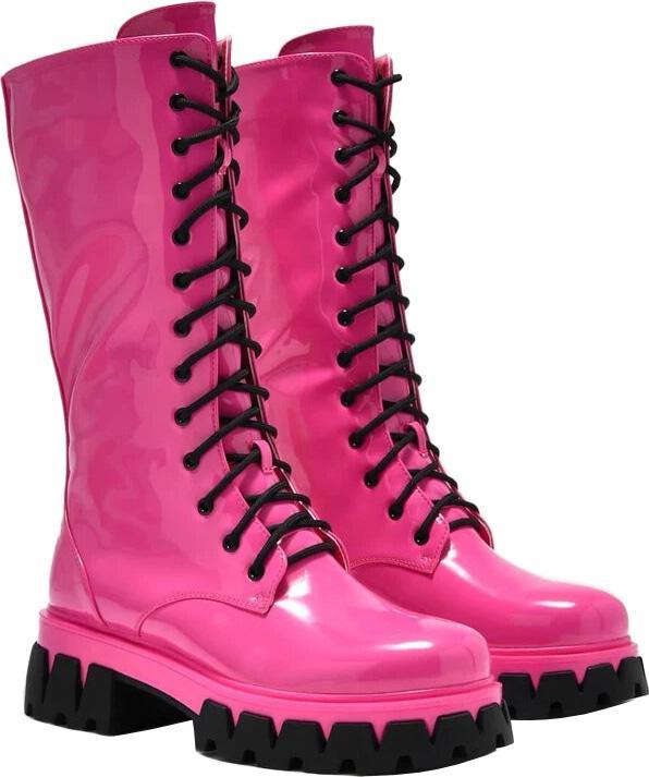 pink knee high boots