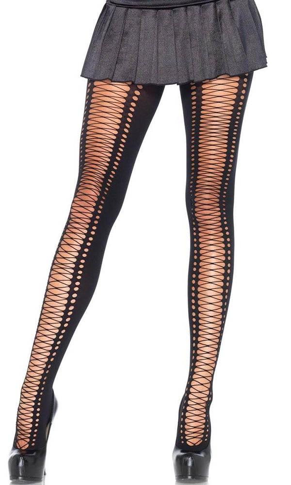 Leg Avenue - Spandex Seamless Opaque Faux Lace Up Tights - Buy Online ...