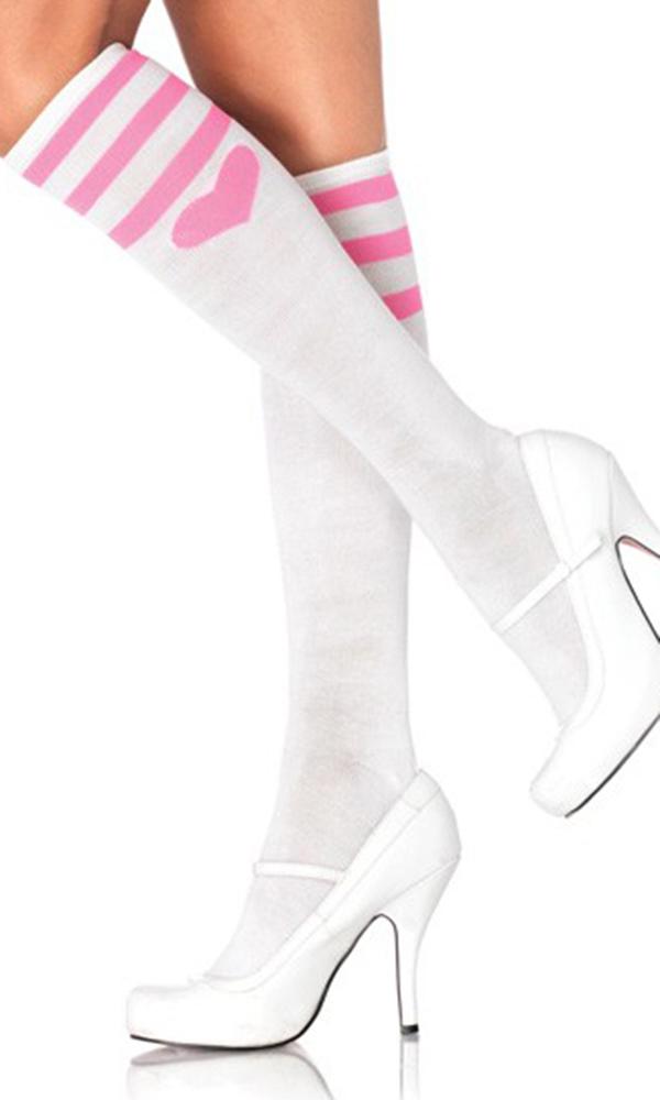 Leg Avenue - Sweetheart Athletic White-Pink Knee High Socks - Buy ...