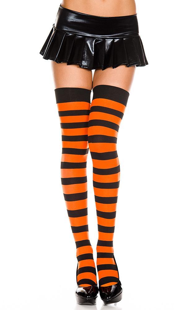 orange and black thigh high socks