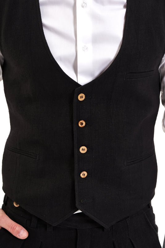 Black Banat Hemp Waistcoat