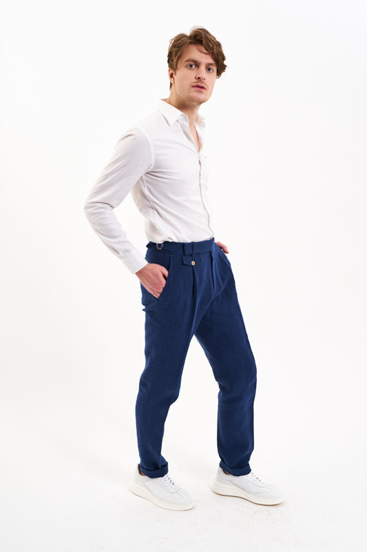 Navy Muntenia Hemp Trousers