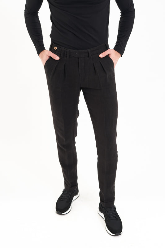 Black Crisana Hemp Suit Trousers