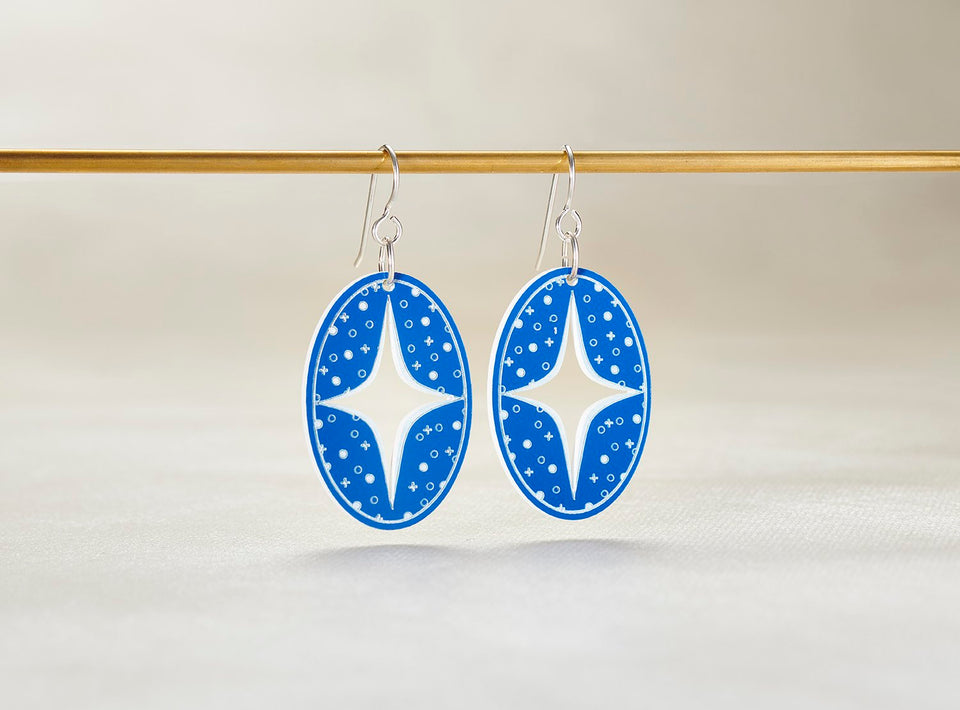 Small Wičhahpi Earrings by Dyani White Hawk - Wichahpi-XS-Blue_web