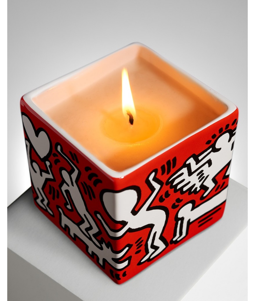 Keith Haring White on Red Perfumed Candle - keith-haring-bougie-parfumee-carree-white-on-red_3