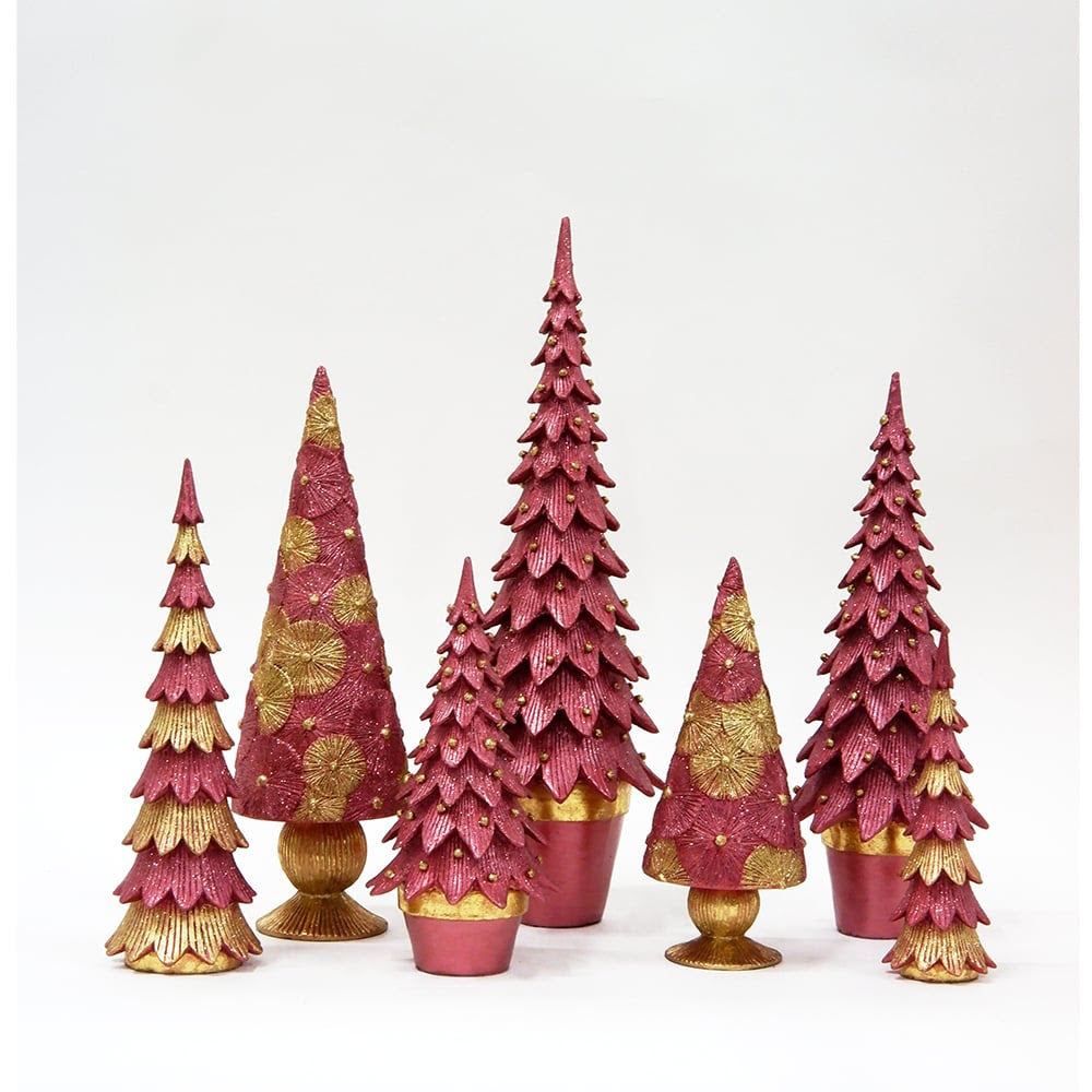 Red and Gold Christmas Holiday Display Trees by Dekorasyon