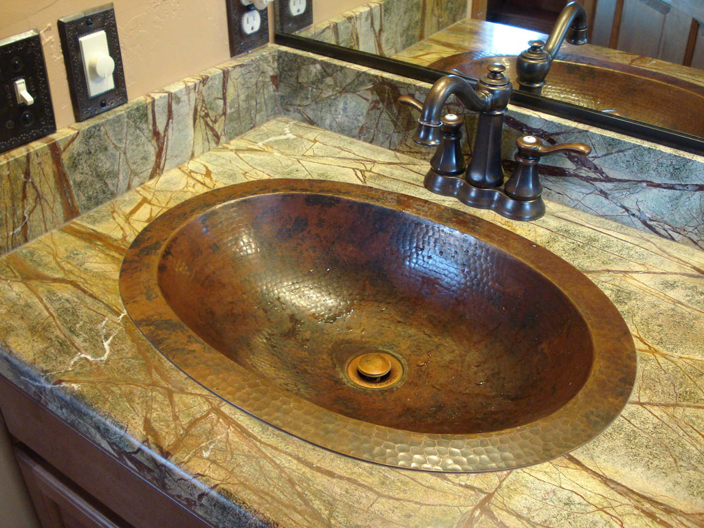 copper bathroom sinks with overflow