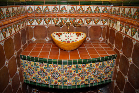 Mexican Talavera sinks for traditional bathrooms