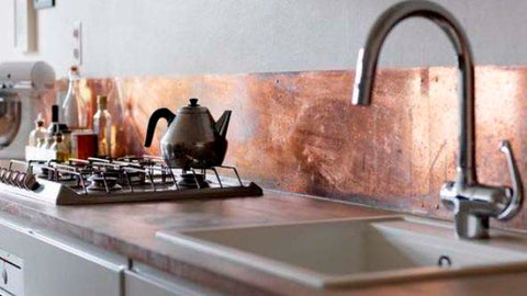 custom made copper kitchen backsplash