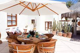 Mexican style outdoor furniture in a garden