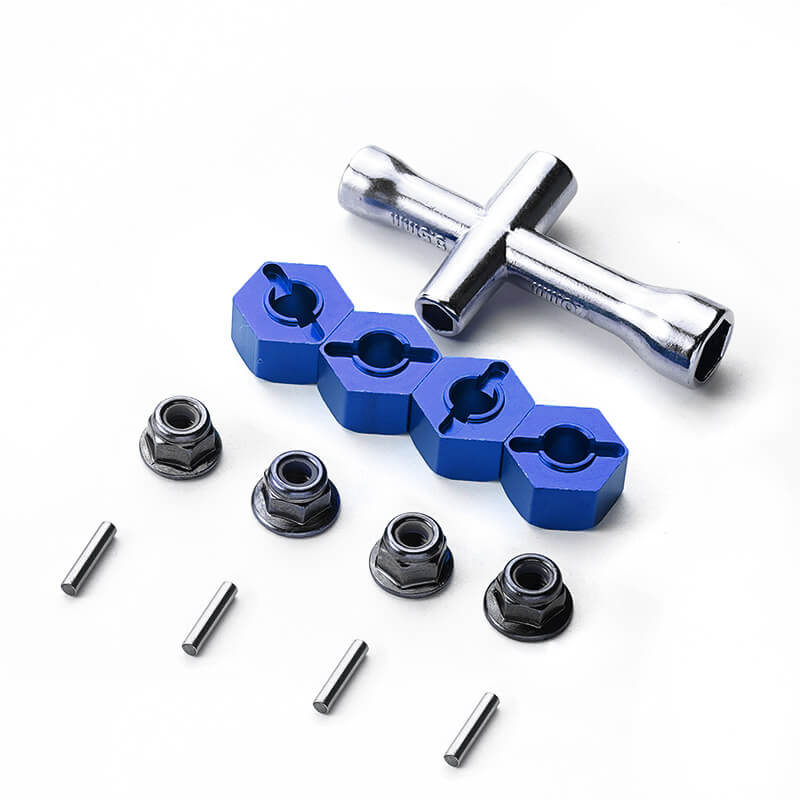 1/10 Traxxas Slash Rustler Stampede Hoss Hex Hubs Wheel Adapters & Flanged Upgrades Blue