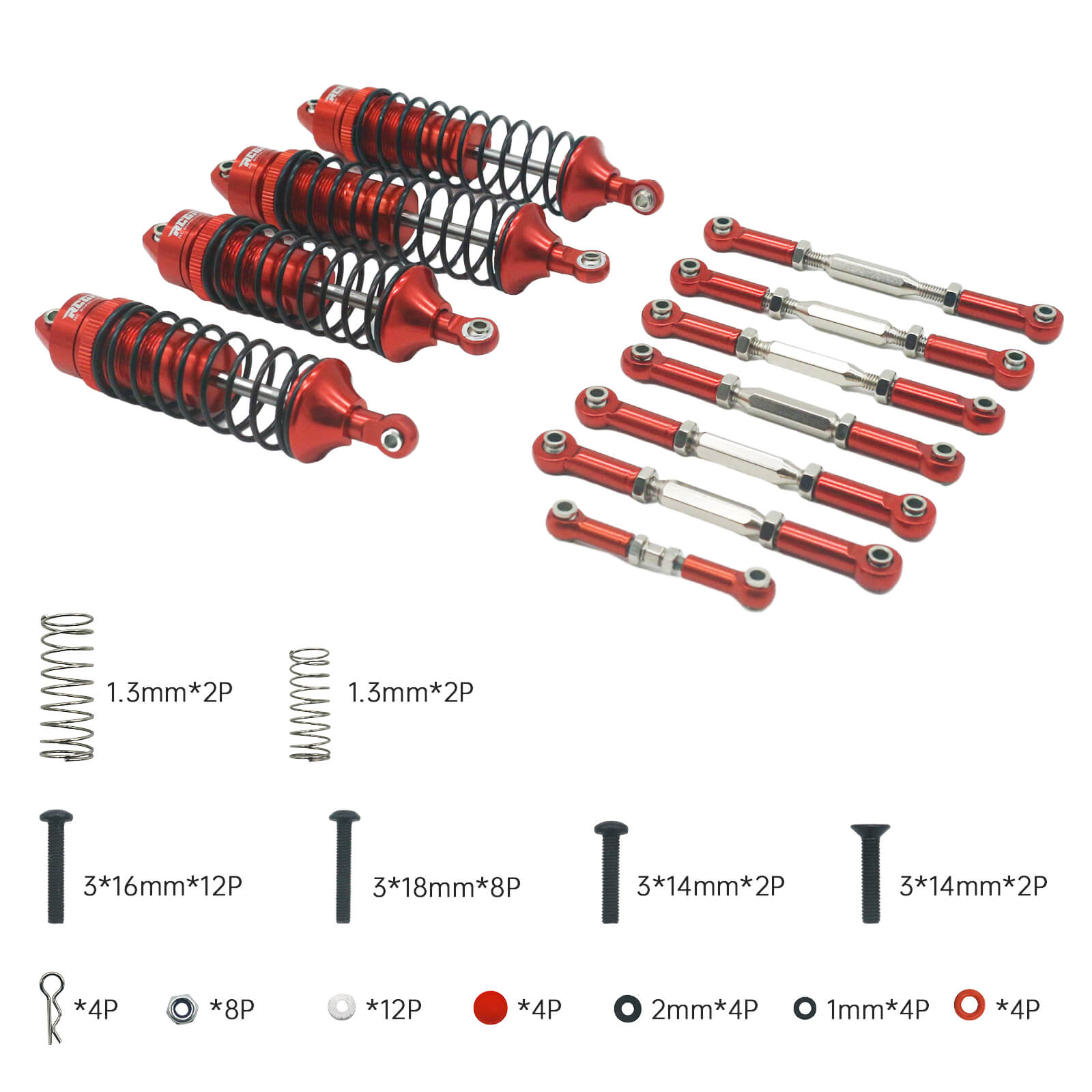 1/10 Traxxas Slash Stampede Rustler Hoss Aluminum Shock Upgrade Parts Kit Red