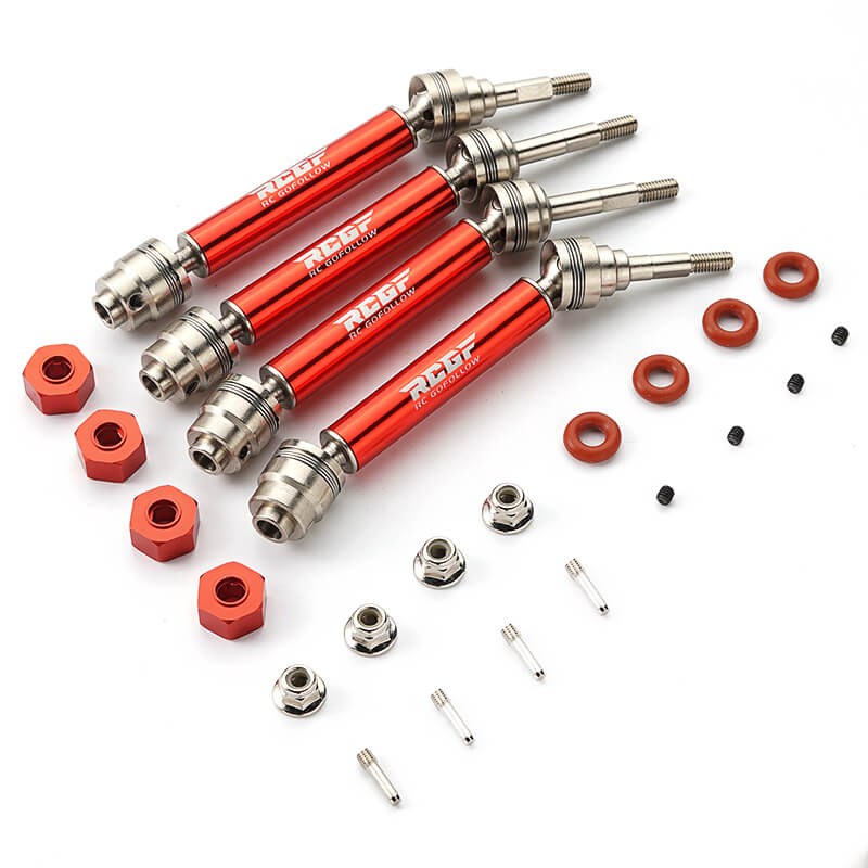 1/10 Traxxas Slash Rustler Hoss Stampede CVD Drive Shafts Set with 12mm Hex Upgrades Red