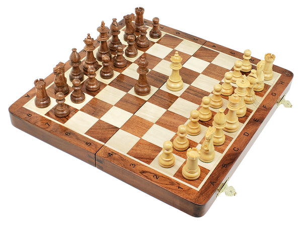 21 Stained Beech Staunton Analysis Chess Set with Storage Box