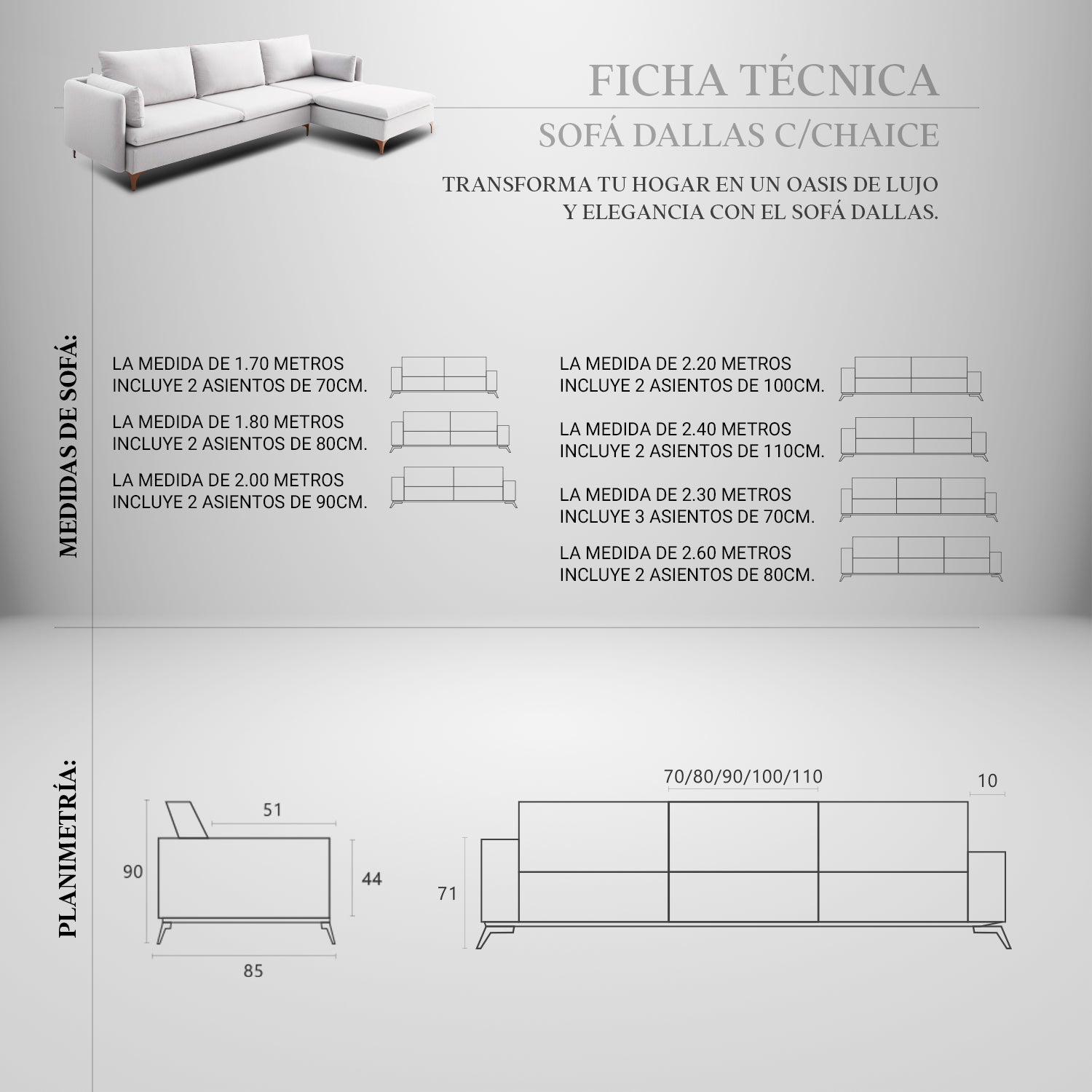 Sofá estático de stock Dallas