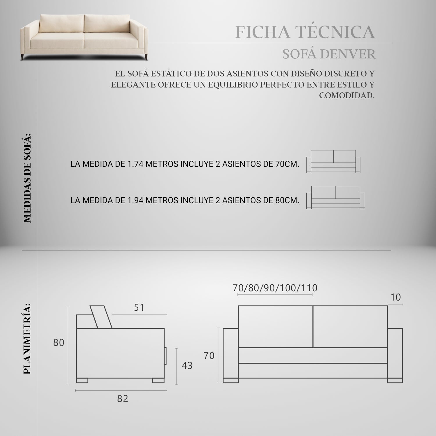 Sofá estático Denver