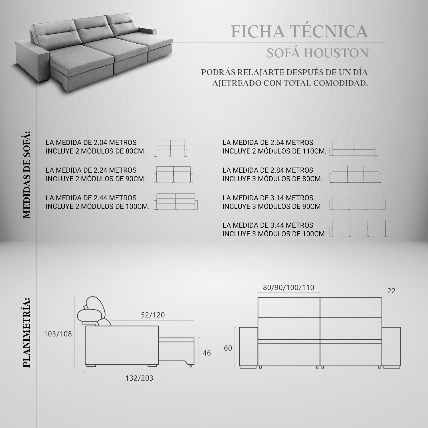 sofá retráctil y reclinable houston