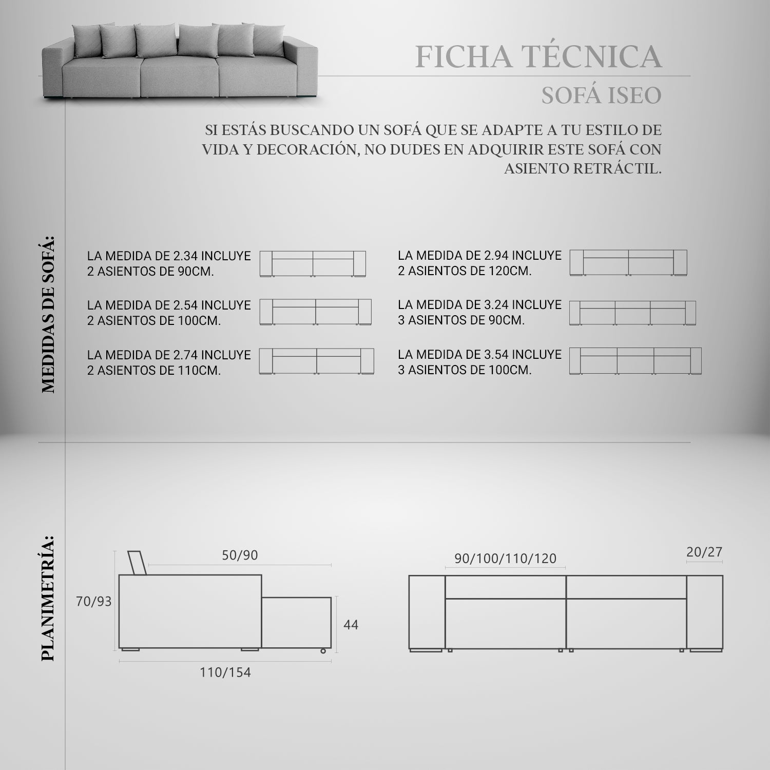 Sofá Retráctil y reclinable Iseo