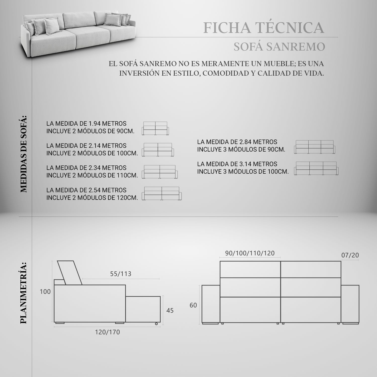 Sofá Retráctil y Reclinable Sanremo