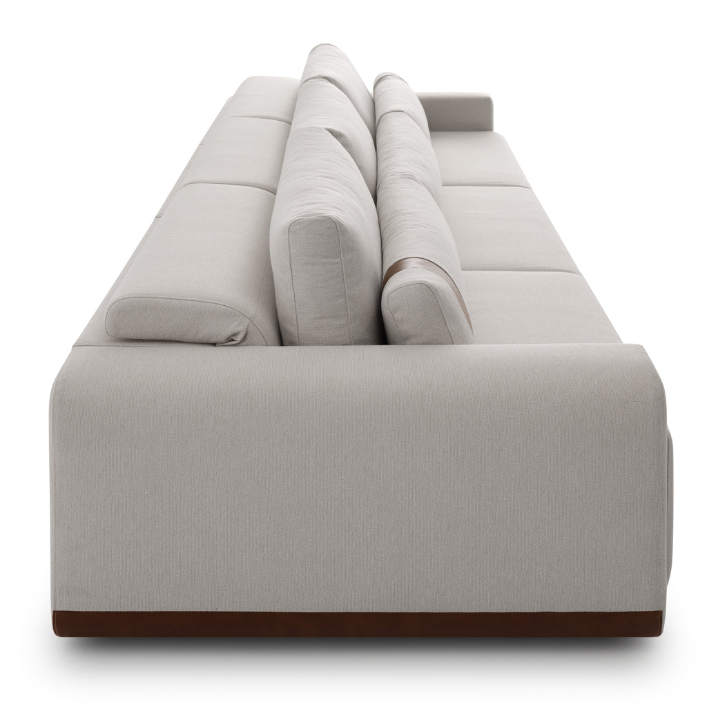 Sofa 3 cuerpos color beige con detalles en cuero - Sofa Rizzonte - Re Decora