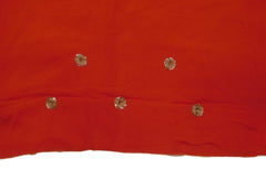 Red Designer Wedding Partywear Crepe (Chinon) Zari Cutdana Beads Sequence Hand Embroidery Work Bridal Saree Sari E117