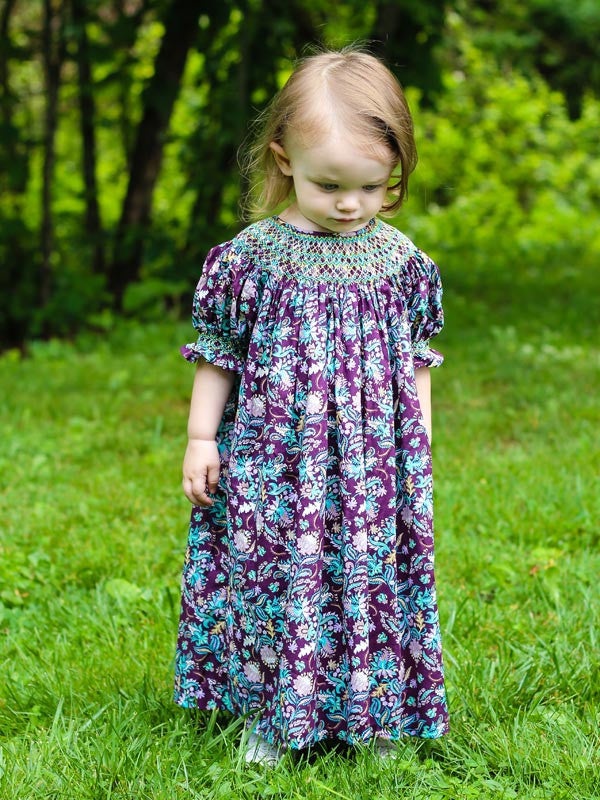 Hand Smocked Dresses for Baby Girls Purple and Mint Bishop