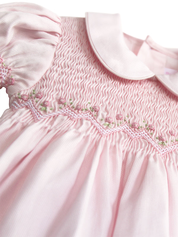 Baby Girls Pink Heirloom Smocked Dress