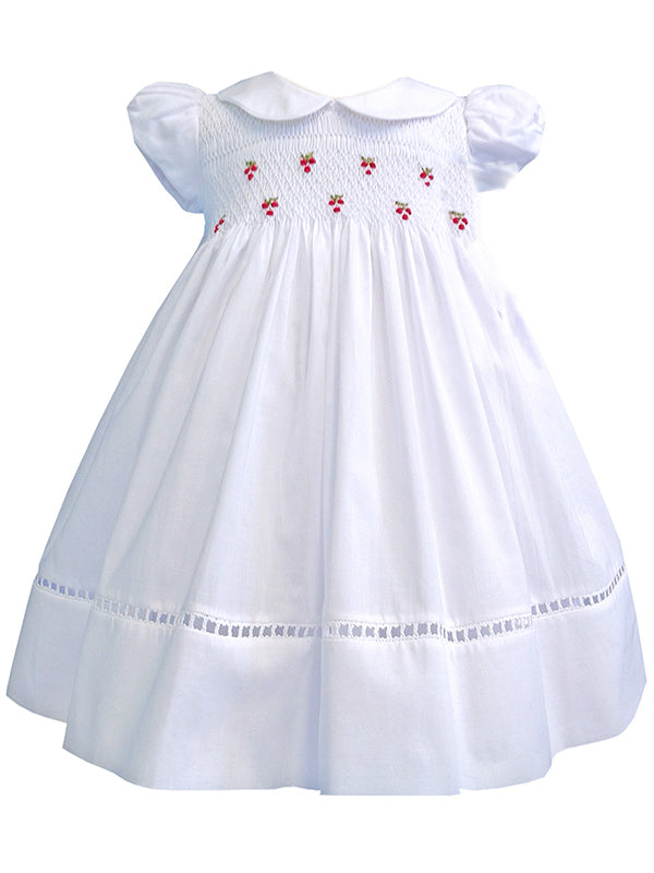 White and Red Hand Smocked Heirloom Girls Dress 10 12 Years Old Sizes