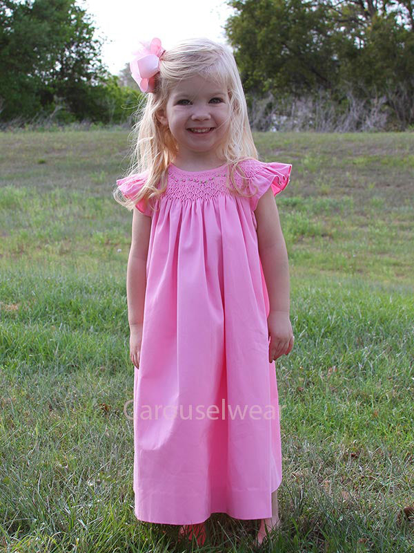 Baby Girls Hand Smocked Pink Birthday Bishop Dress 6 & 9 Months
