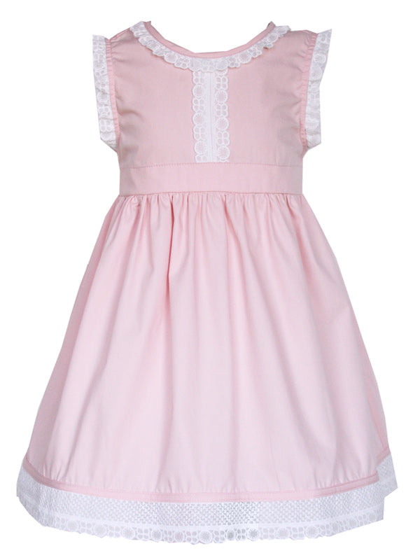 Baby Girls Pink Tunic Dress with White Lace 24m
