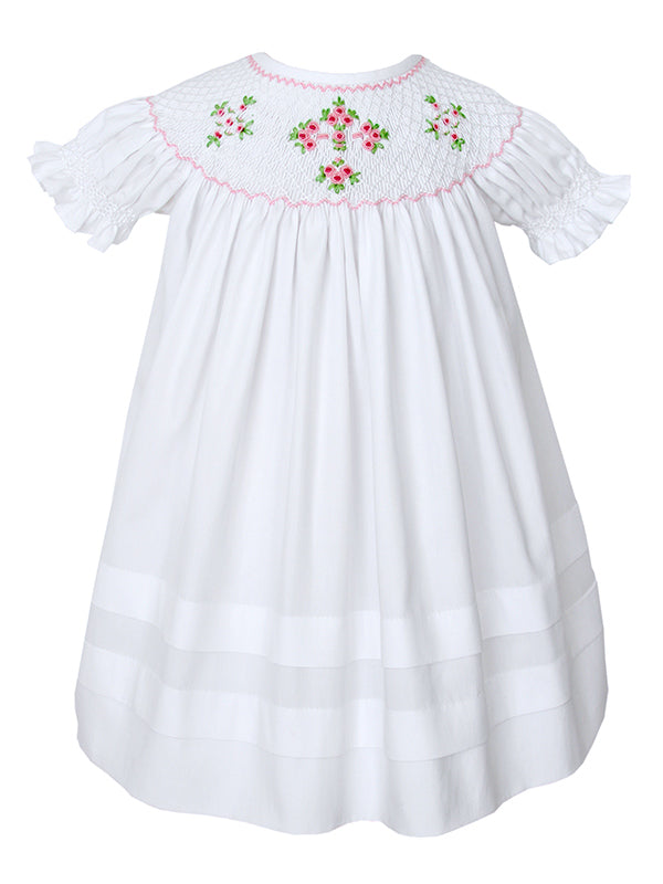 Christening Communion Hand Smocked Girls White Bishop Dresses