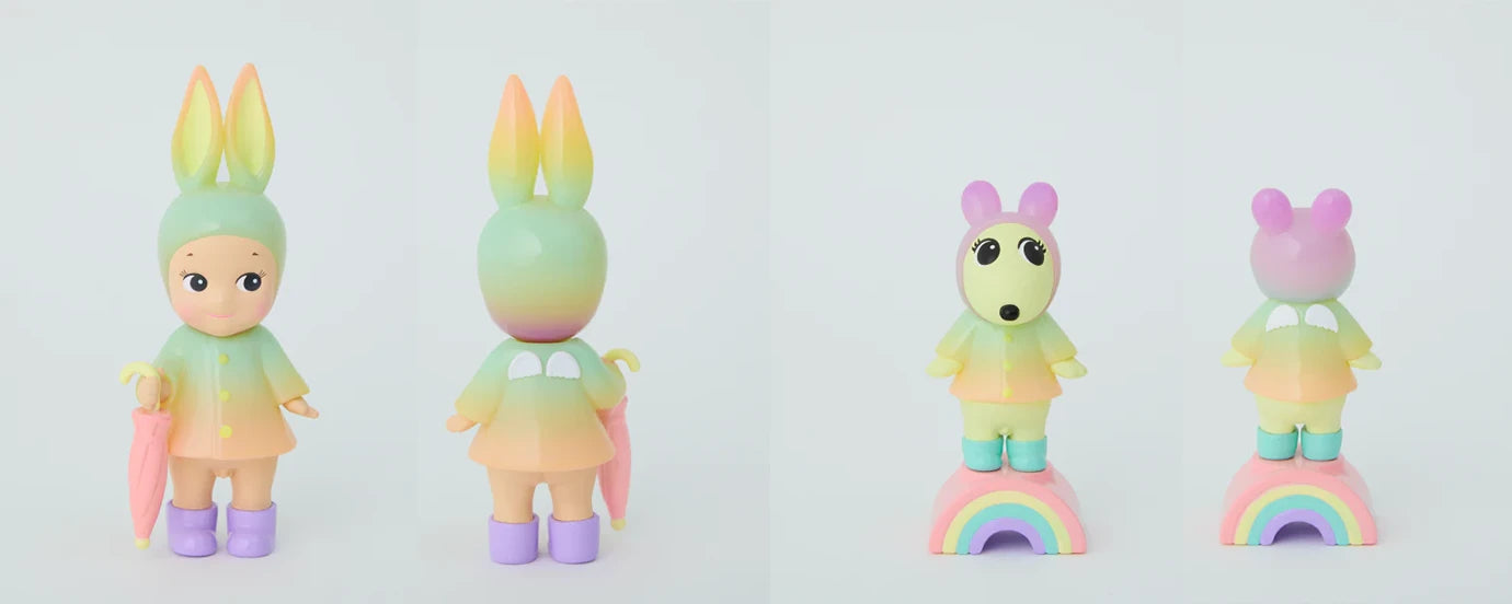 Sonny Angel Rainy Day Series - Robby Angel and Rabbit secret figures with pastel gradients