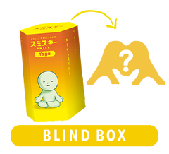 Illustration of a random Smiski figure inside a Blind Box for yoga, emphasizing the unpredictability of each box's contents.
