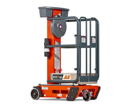 A JLG EcoLift 50 non powered personnel lift showcasing in front of a white background.