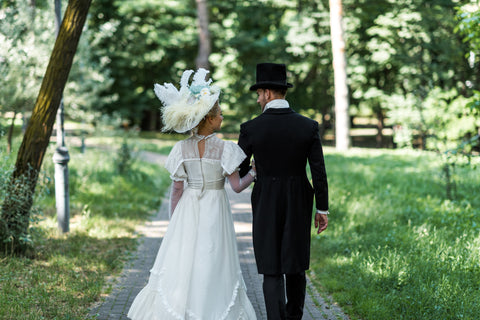 Couple walking, Victorian clothing