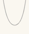 Trace Rectangle Chain Necklace: A sleek, handcrafted sterling silver chain necklace with rectangular links, showcasing a modern and minimalistic design.