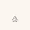 Spheres Cluster Flat Back Stud in white gold, featuring a silver ball design with intricate holes, crafted for comfort and healing with a titanium post.